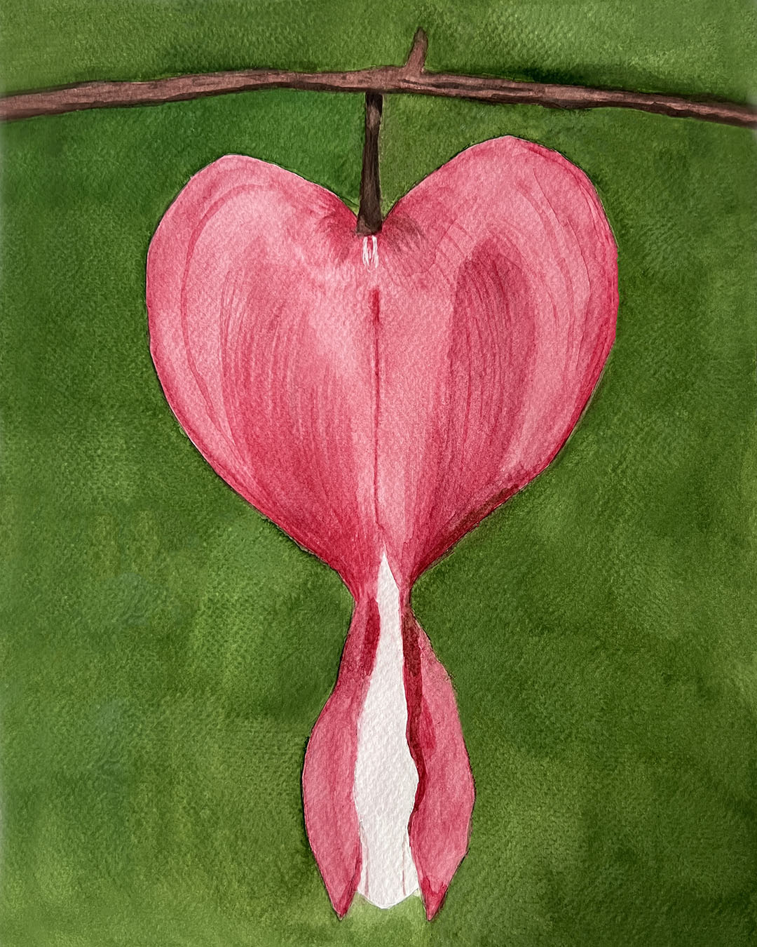 Bleeding Heart Flower Watercolor Painting
