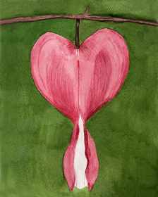 Bleeding Heart Flower Watercolor Painting