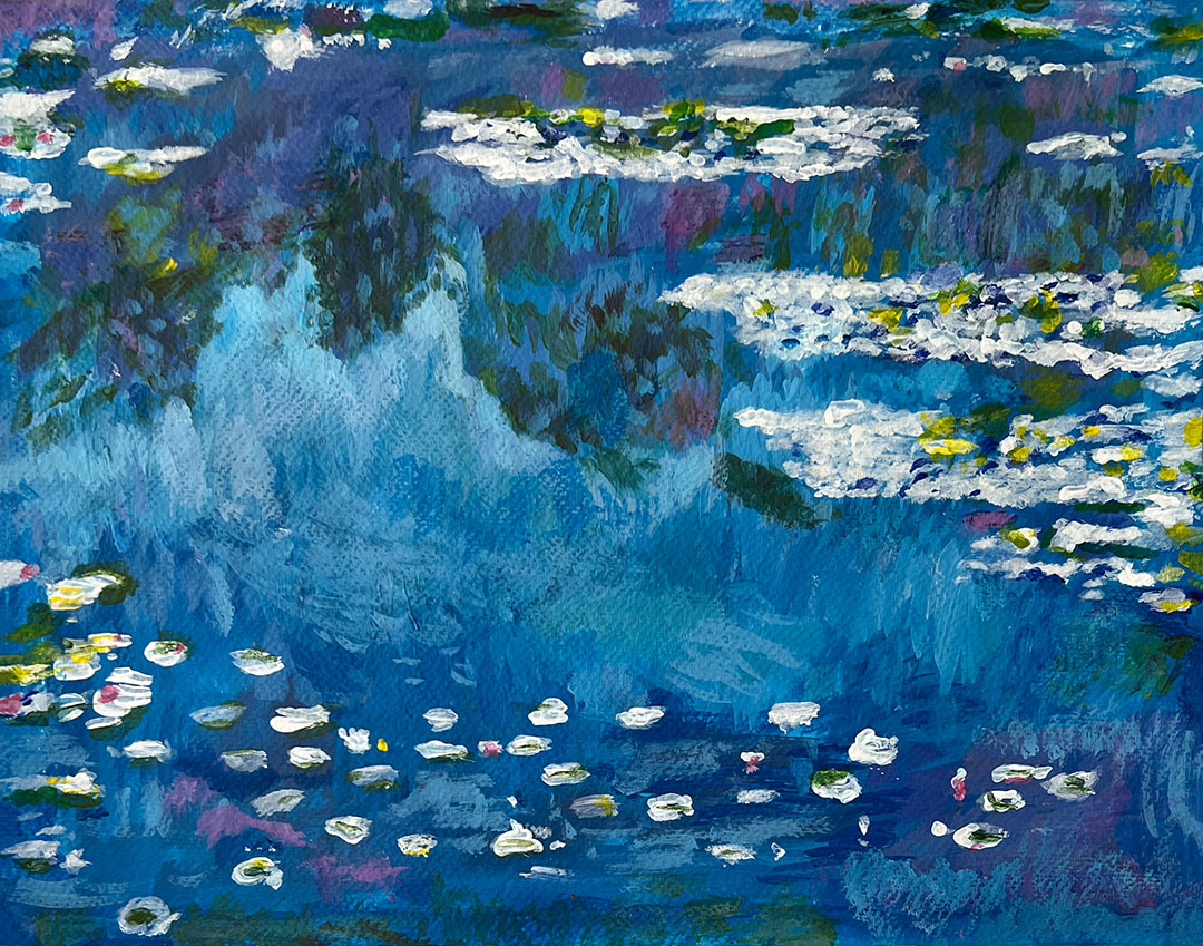 Monet Inspired Water Lily Pond Acrylic Painting